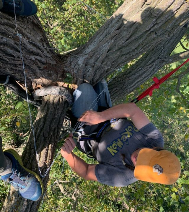 Amy helping to build the framework for the starter nest at N1