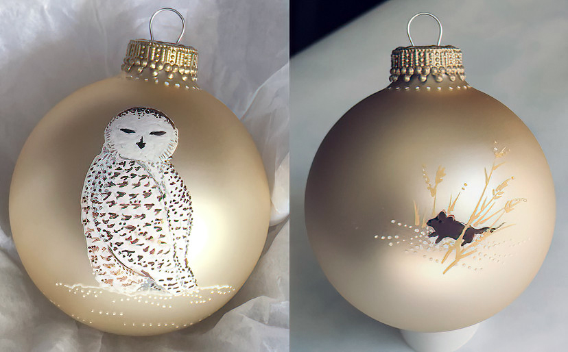Hand-painted Snowy Owl Ornaments by SmokeyinHarlem