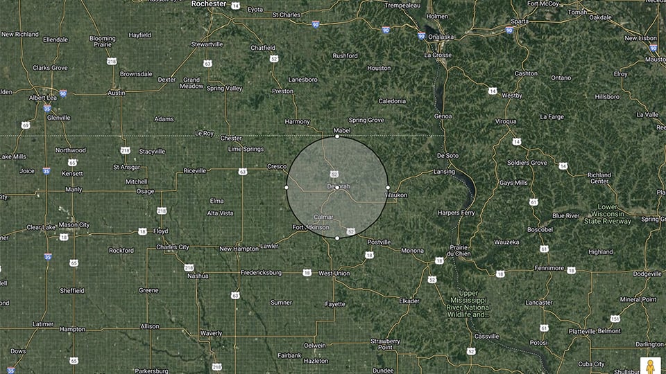 We're looking for bald eagle nests in NE Iowa - and especially within 13-20 miles of N1.
