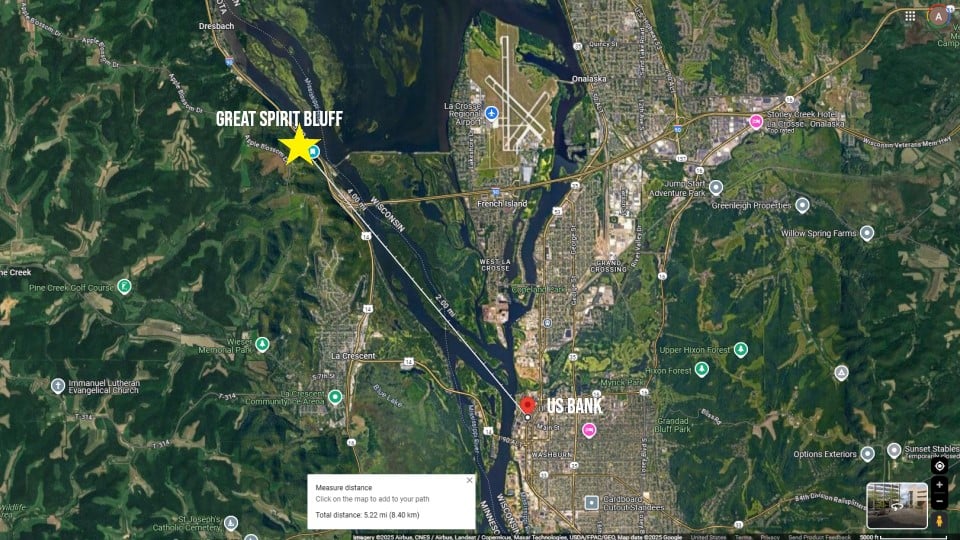 US Bank to GSB: Five miles as the falcon flies